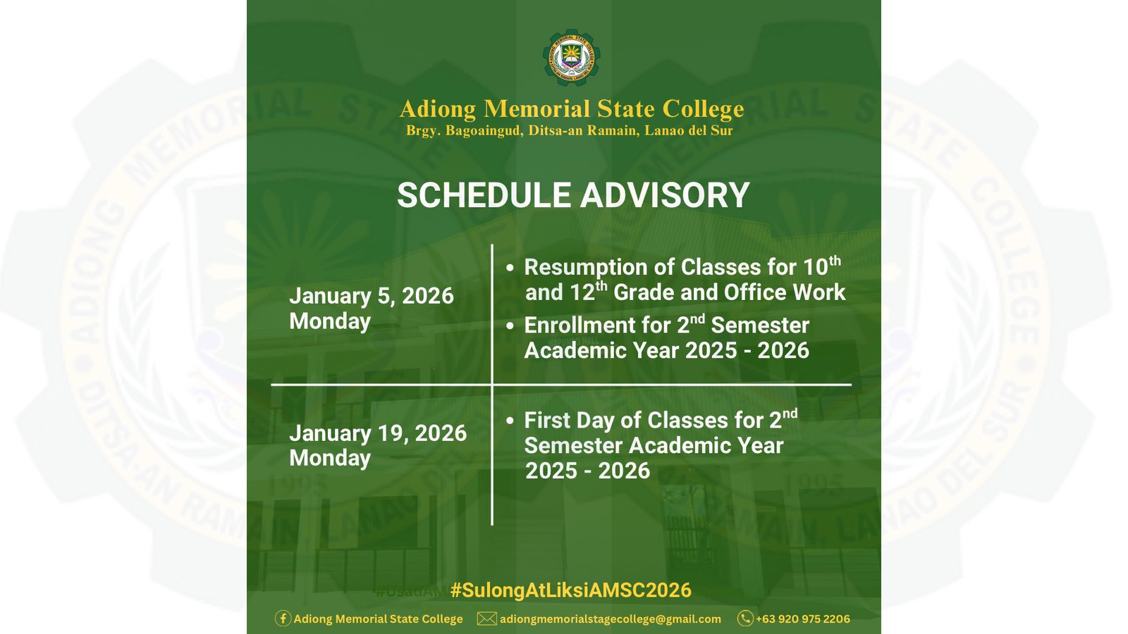 Schedule Advisory